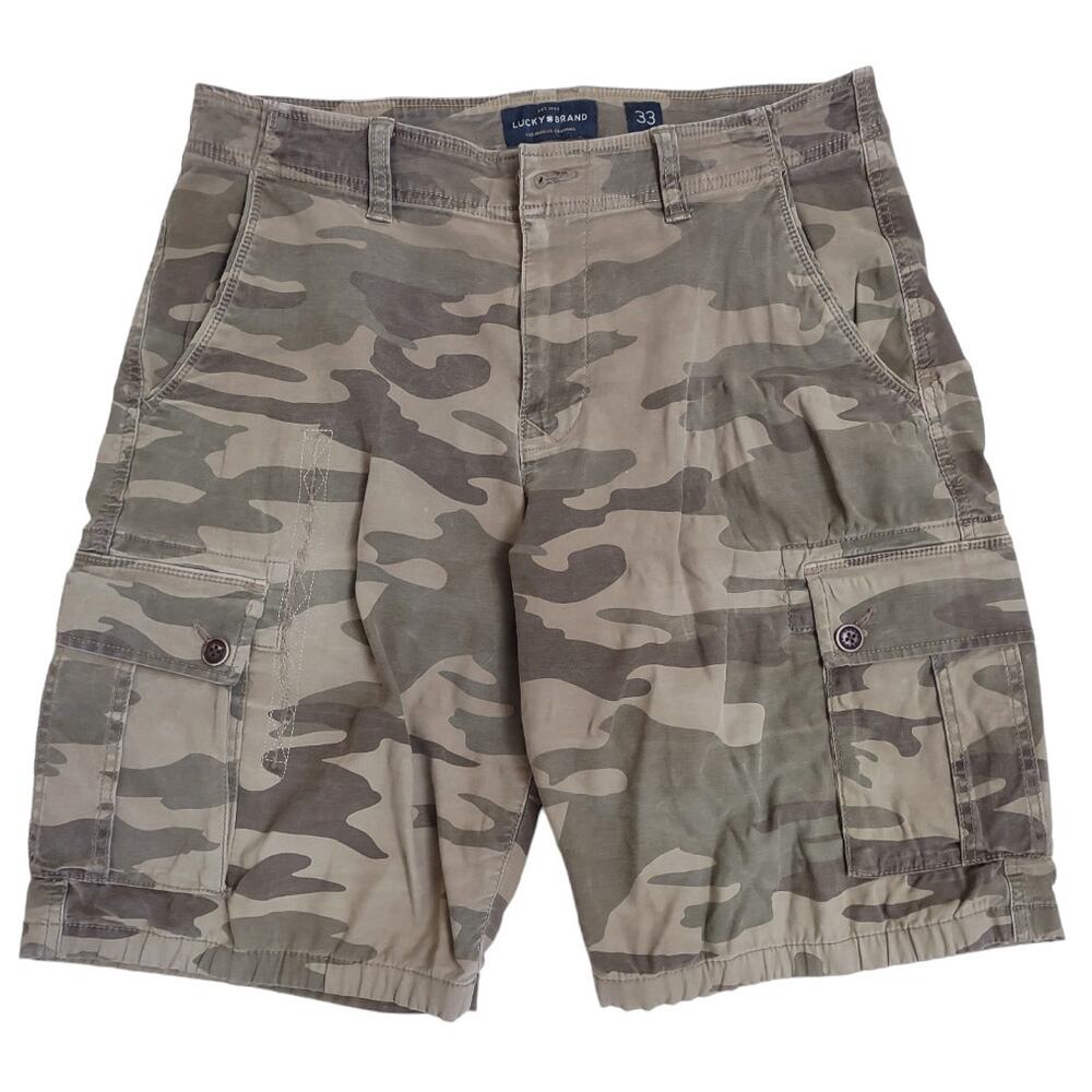 LUCKY BRAND Mens Camouflage Cargo Shorts Size 33Utility Outdoors Hiking Fishing